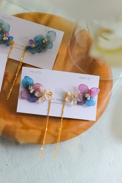 Hydrangea Flying Butterfly  No.35- Titanium Pierce(ピアス）