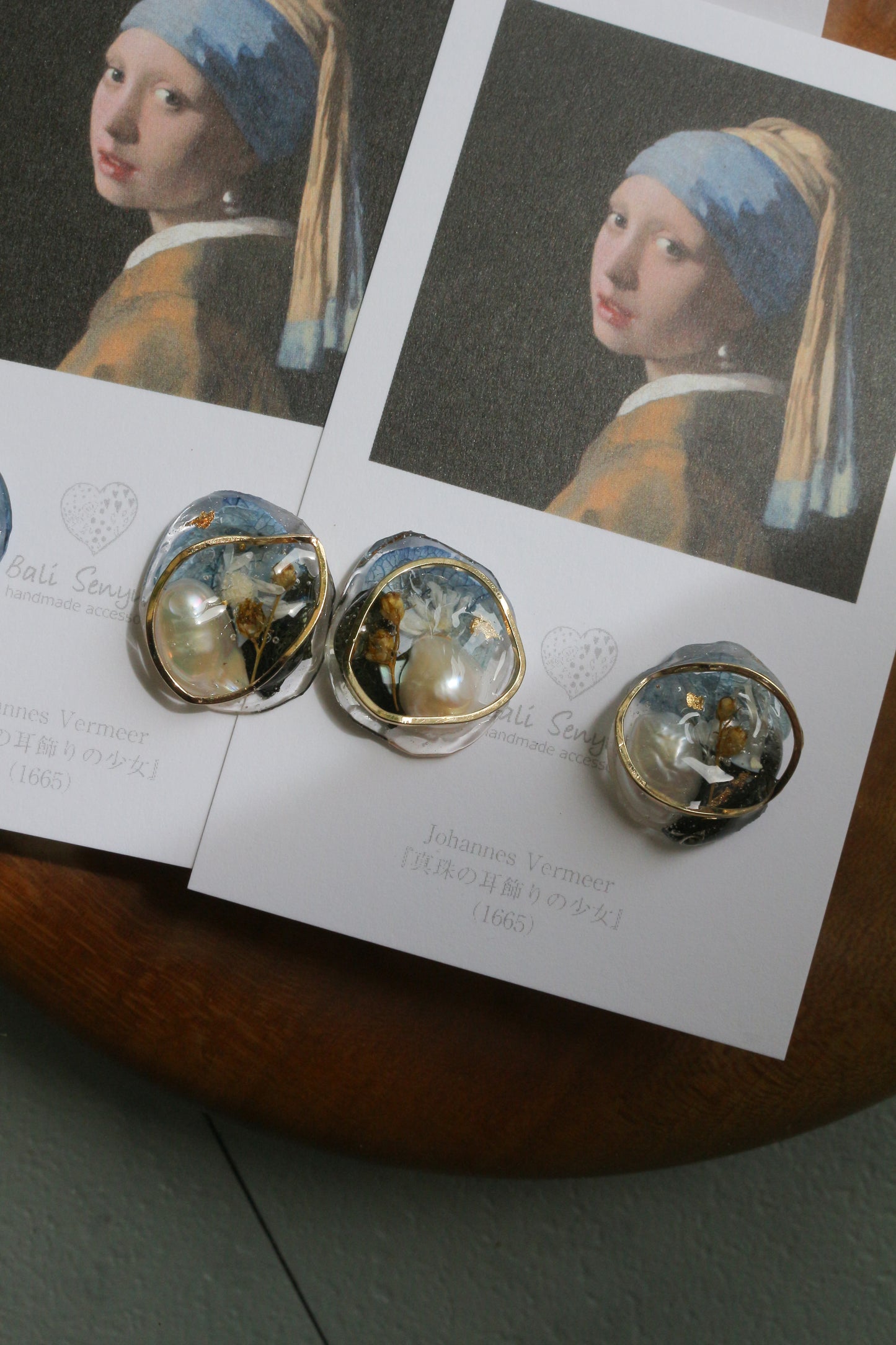 Vermeer's Inspired Flower & Pearl Earrings No.4 ピアス Pierce 真珠の耳飾りの少女