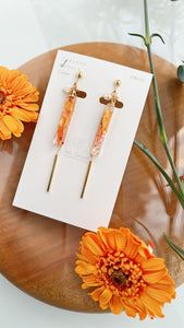 Dangling Gerbera Flower Stick Earrings with Pearl