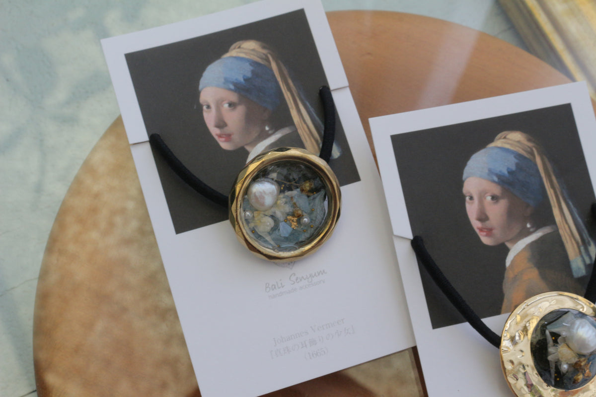 Vermeer Inspired Flower Hair tie  真珠の耳飾りの少女