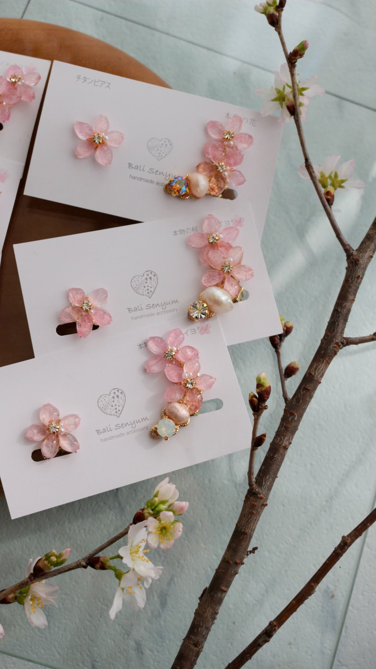 Someiyoshino Double Sakura Earring and Ear Cuff #S028