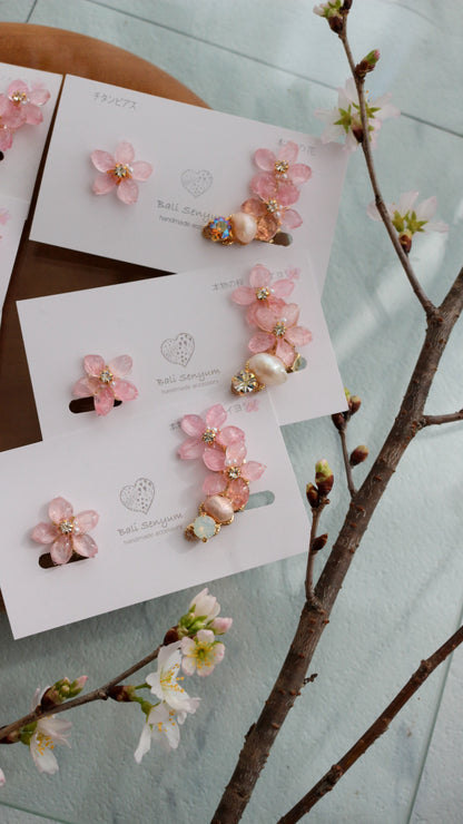 Someiyoshino Double Sakura Earring and Ear Cuff #S028