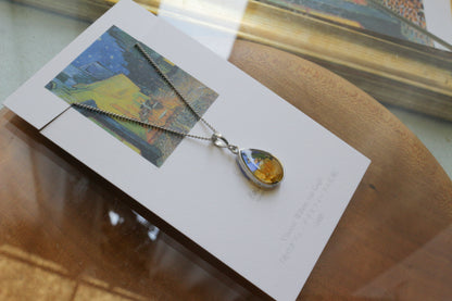 Gogh's Inspired Necklace -Café Terrace at Night -夜のカフェ・テラスフォーラム広場　ロジウムカラーネックレス