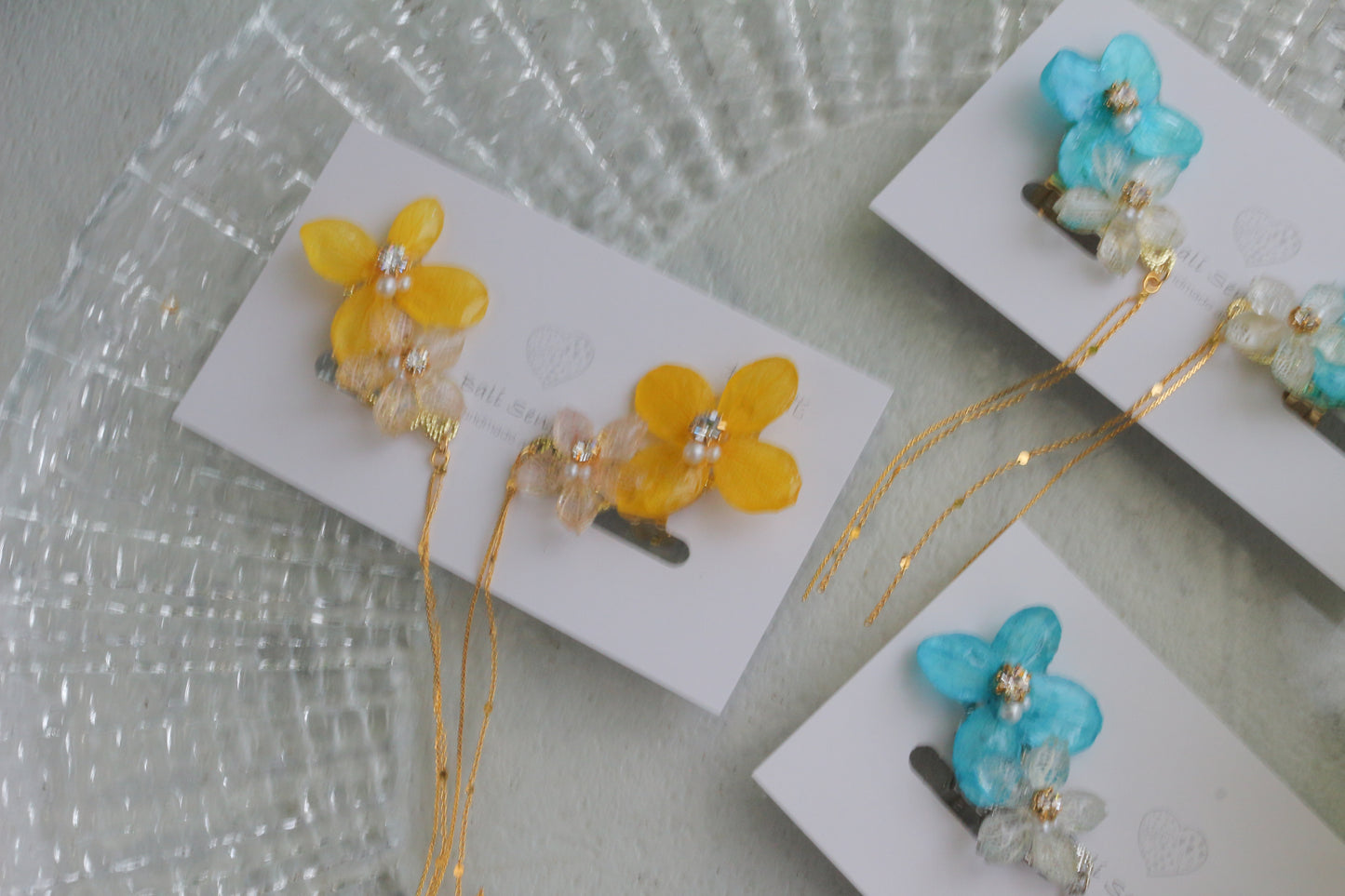Hydrangea Flying Butterfly  No.57- Clip-on(イヤリング）
