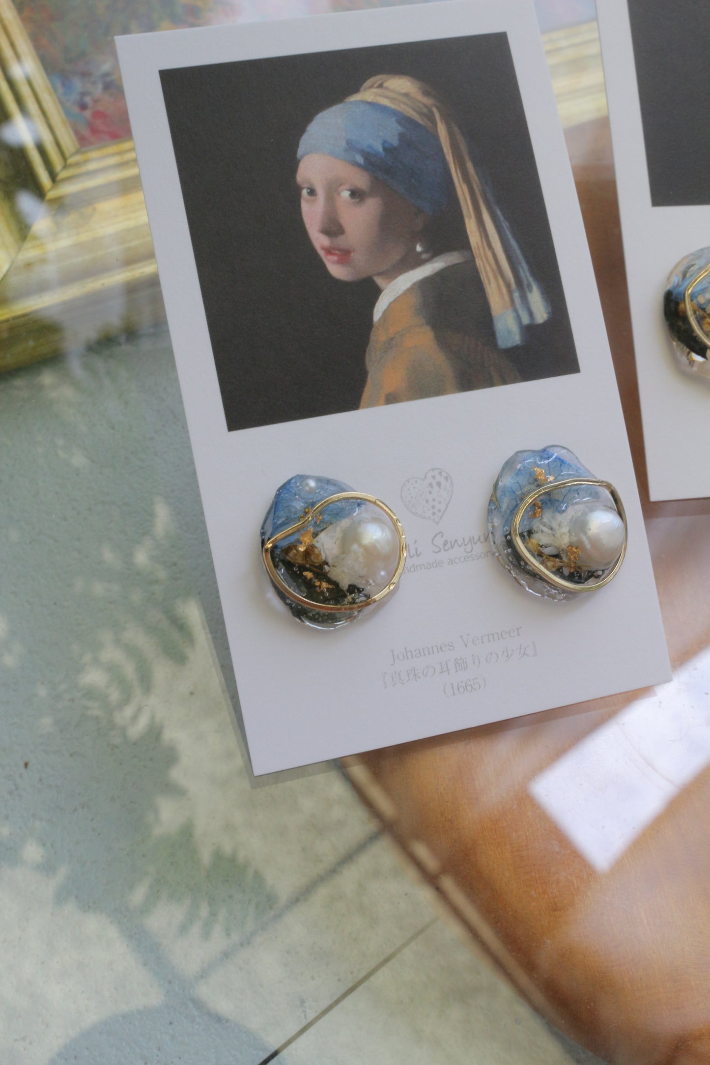 Vermeer's Inspired Flower & Pearl Earrings  No.1 イヤリング Clip-on 真珠の耳飾りの少女