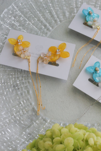 Hydrangea Flying Butterfly  No.57- Clip-on(イヤリング）