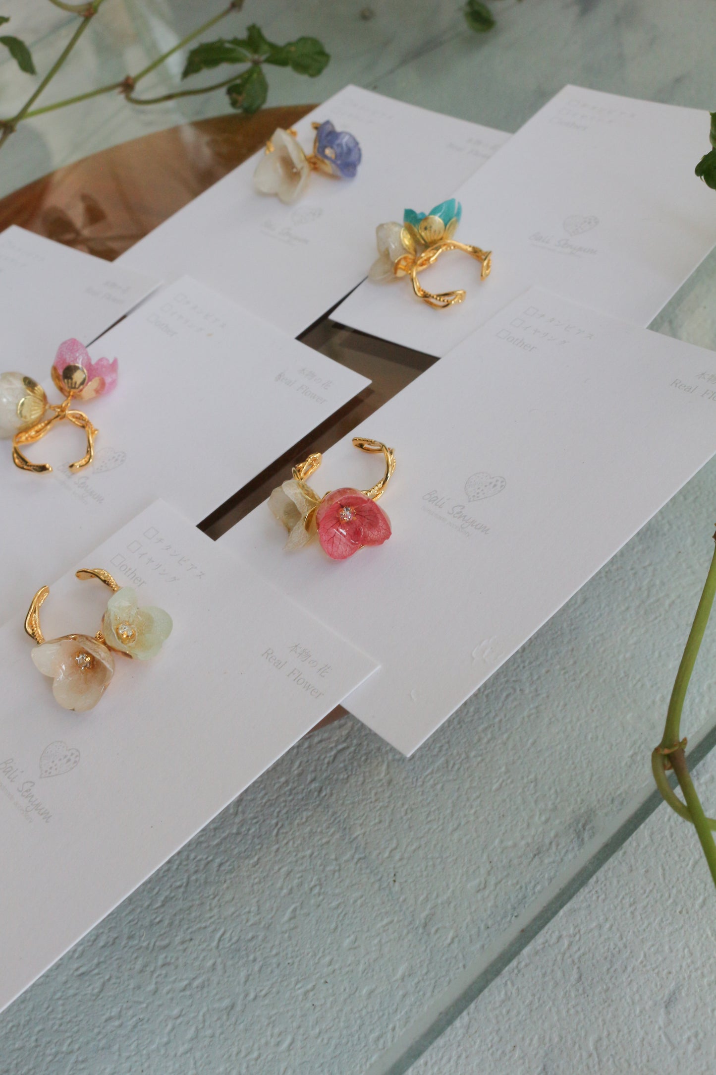 Double Hydrangea Ear-Cuff No.3
