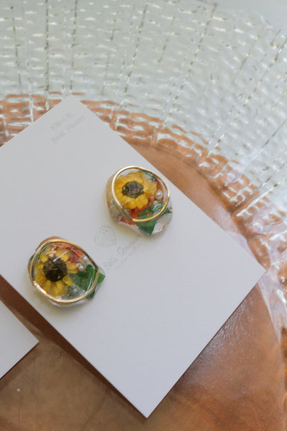 Sun Flower Earrings - 向日葵  〜 No.1 Titanium Pierce チタンピアス