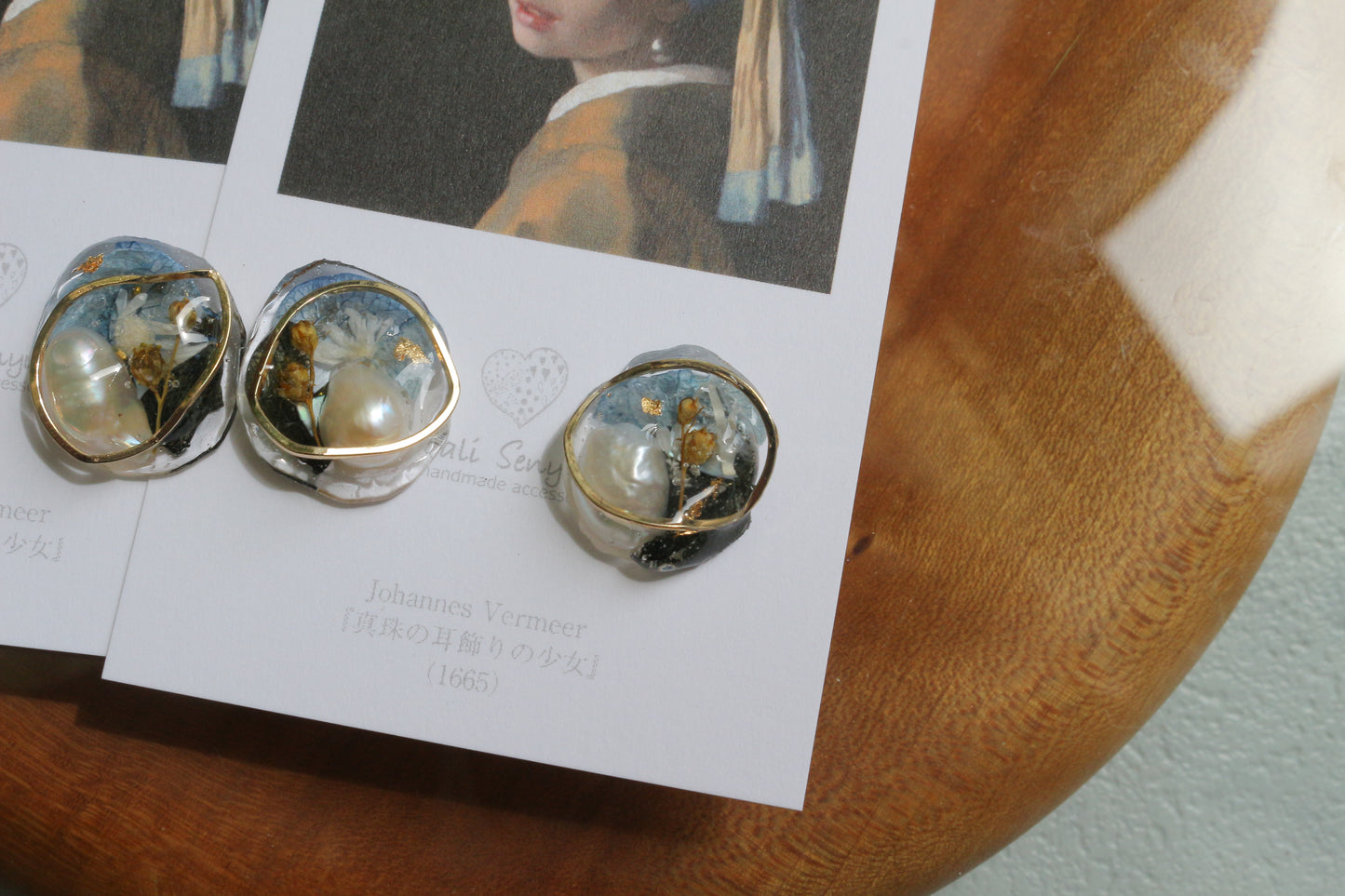 Vermeer's Inspired Flower & Pearl Earrings No.4 ピアス Pierce 真珠の耳飾りの少女
