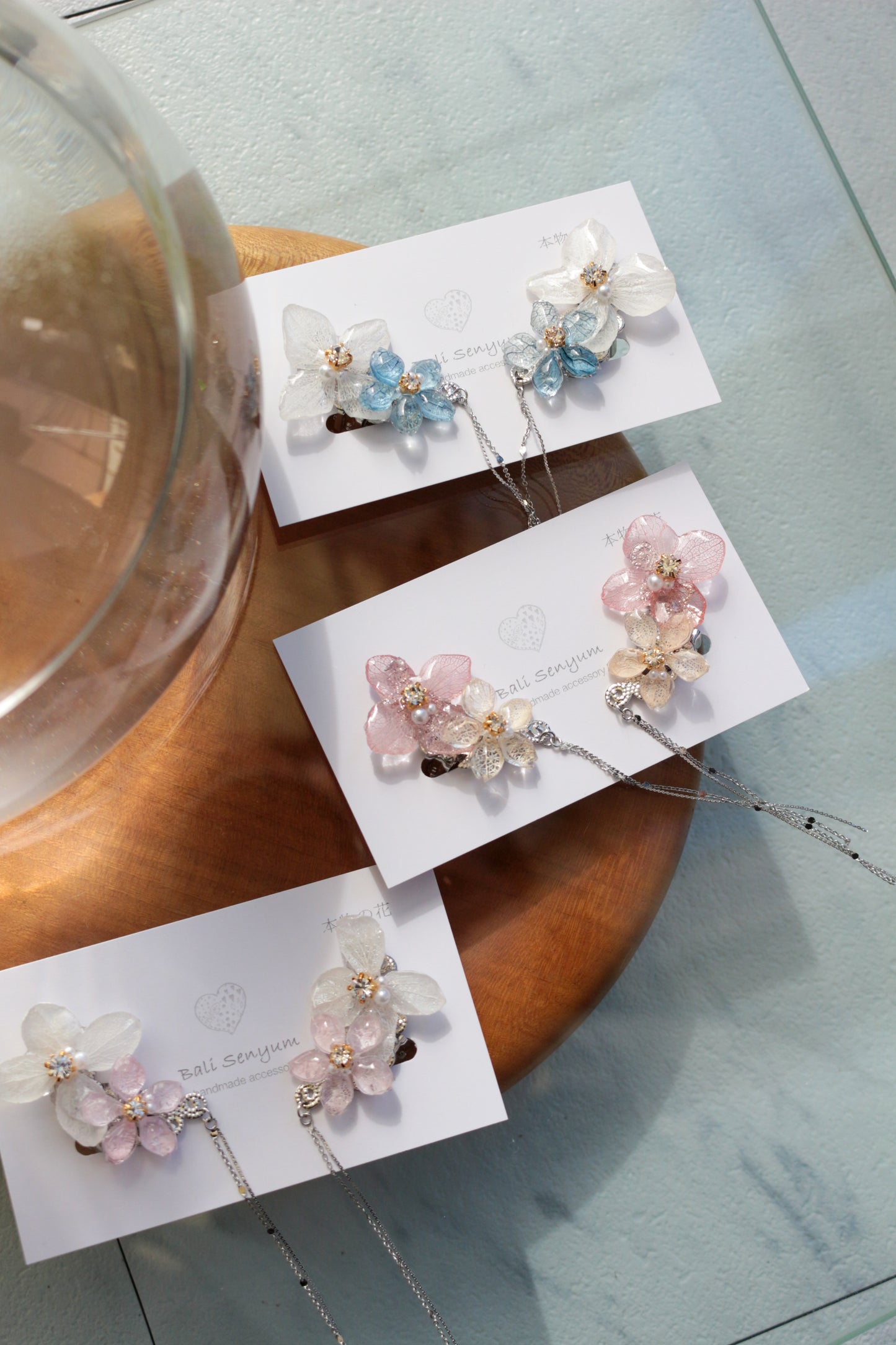 Hydrangea Flying Butterfly  No.48 - Clip-on(イヤリング）
