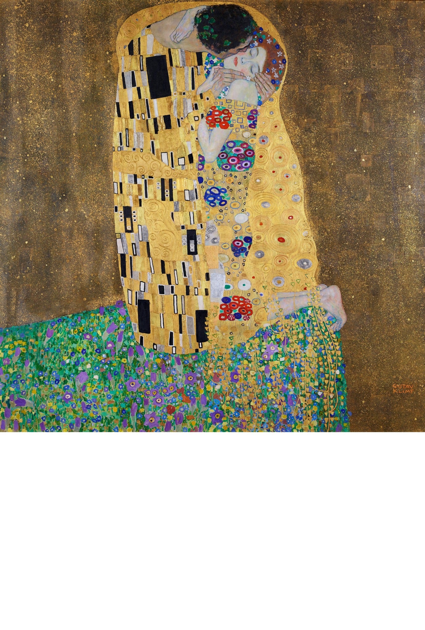 Gustav Klimt Inspired Triangular Floral Earrings - Kiss