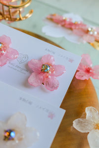 Natural Shape Someiyoshino with stone Sakura Earrings