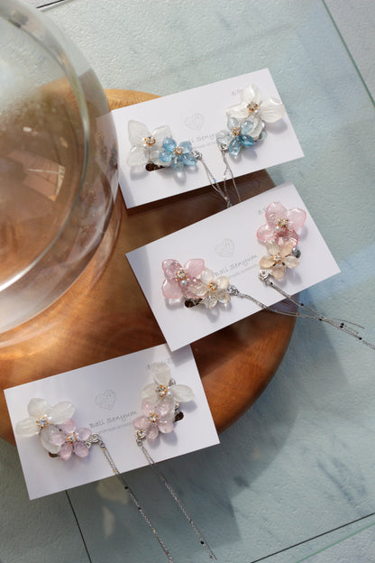 Hydrangea Flying Butterfly  No.48 - Clip-on(イヤリング）