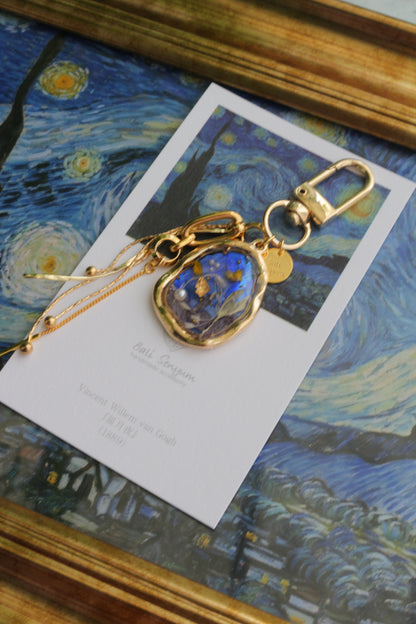 Gogh Inspired Flower Bag Charm No.1  星月夜