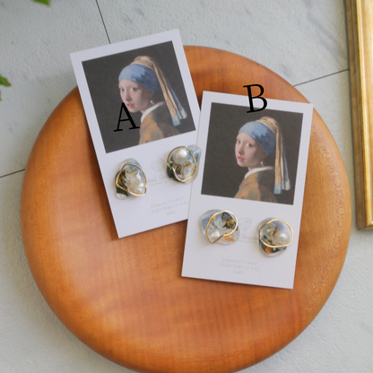 Vermeer's Inspired Flower & Pearl Earrings No.2 ピアス Pierce 真珠の耳飾りの少女