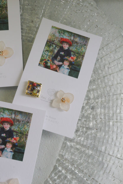 Renoir's Two Sisters Inspired Flower Earrings No.10 ピアスTitanium Pierce "ふたりの姉妹"