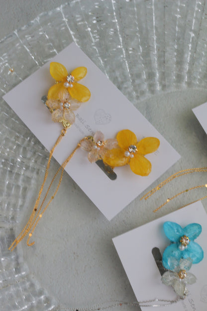Hydrangea Flying Butterfly  No.57- Clip-on(イヤリング）