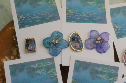 Monet Inspired Flower and Medallion No.38 ピアスTitanium Pierce 睡蓮