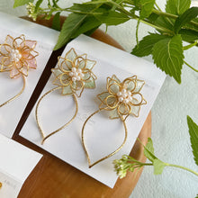 Three Layer Flower with Wave Hoop Earrings -  Titanium Pierce  Limited item No.2