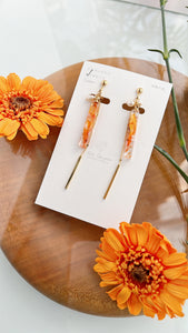 Dangling Gerbera Flower Stick Earrings with Pearl