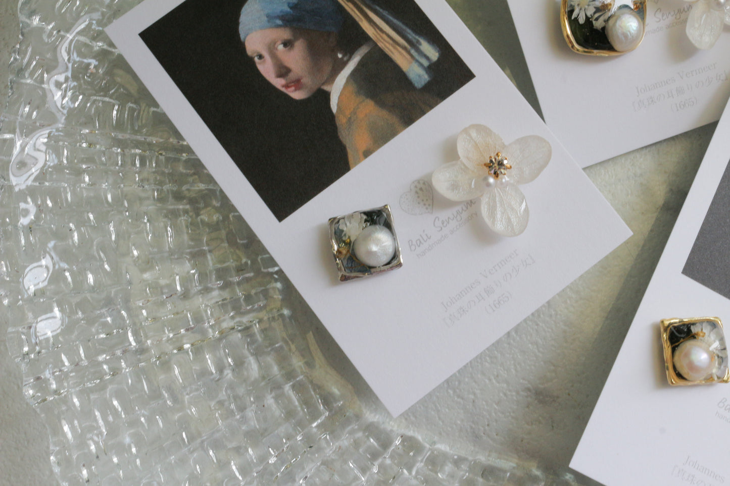 Vermeer's Inspired Flower and Medallion No.3 ピアス Pierce 真珠の耳飾りの少女