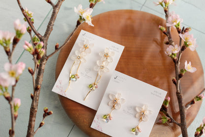 Real "Someiyoshino" Sakura Earring Kumamoto Homage- 緑桜の御衣黄   モチーフ