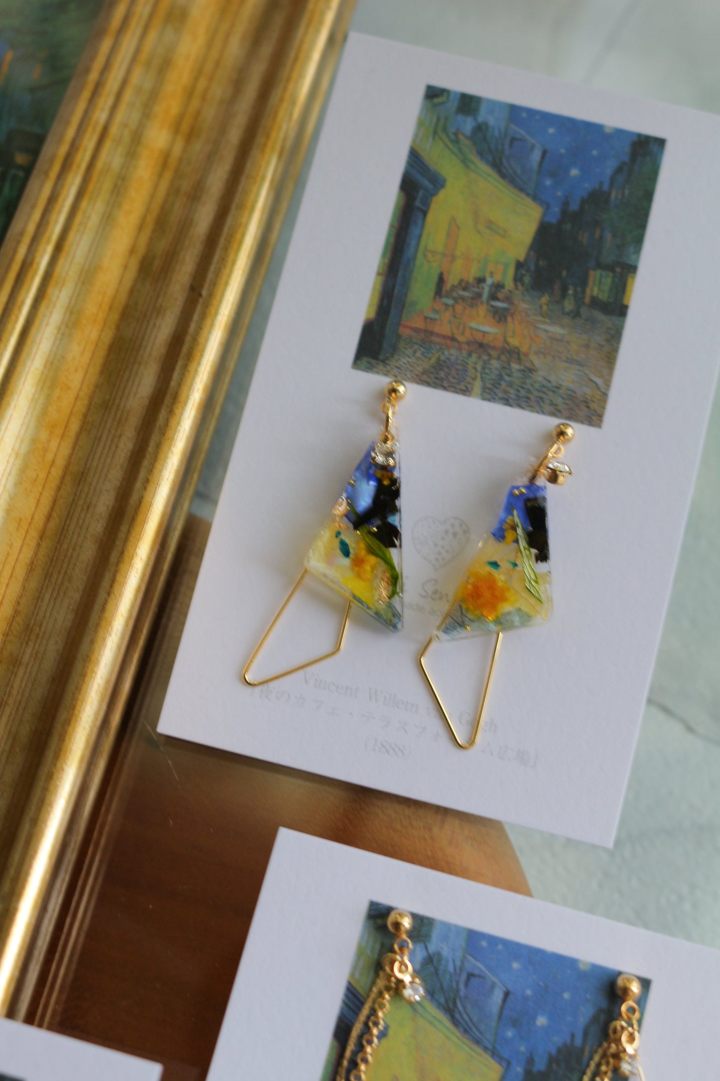 Gogh Inspired Earrings Café Terrace at Night -夜のカフェ・テラスフォーラム広場