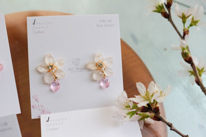 Someiyoshino Sakura Earrings with Sparkling Gem #051