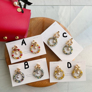 Colorful Christmas Wreath Earring