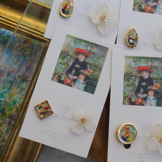 Renoir's Two Sisters Inspired Earrings No.7 イヤリング Clip-on "ふたりの姉妹"