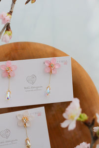 Someiyoshino Sakura Earrings with Hanging Sparkling Gem No.2