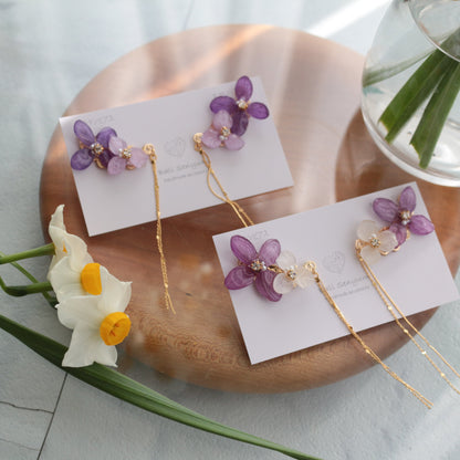 Hydrangea Flying Butterfly Earrings No.45 - Titanium Pierce(ピアス）