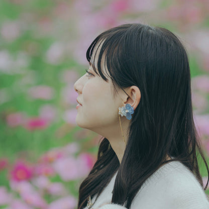 Hydrangea Flying Butterfly Earrings No.52 - Titanium Pierce(ピアス）