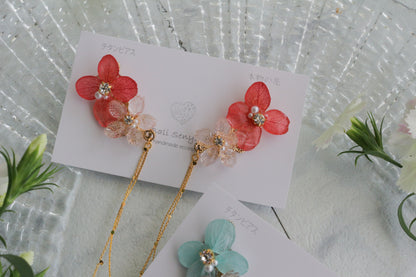 Hydrangea Flying Butterfly Earrings No.52 - Titanium Pierce(ピアス）