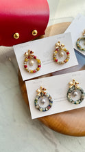 Colorful Christmas Wreath Earring