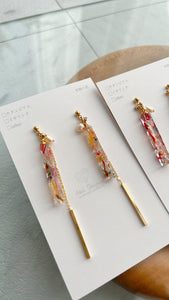 Dangling Stick Flower Earring with Pearl No.2