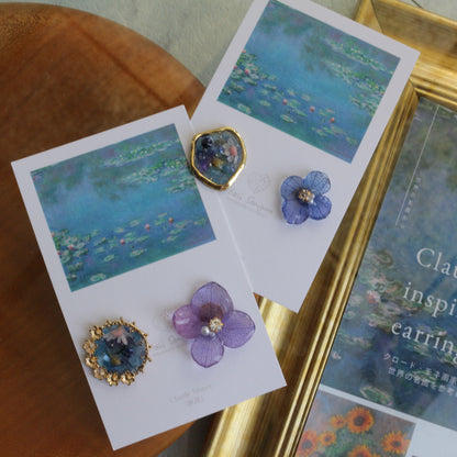 Monet Inspired Flower and Medallion No.25 ピアスTitanium Pierce 睡蓮