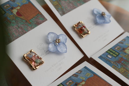 Gogh Inspired Flower and Medallion No.1イヤリング Clip-on ゴッホの寝室
