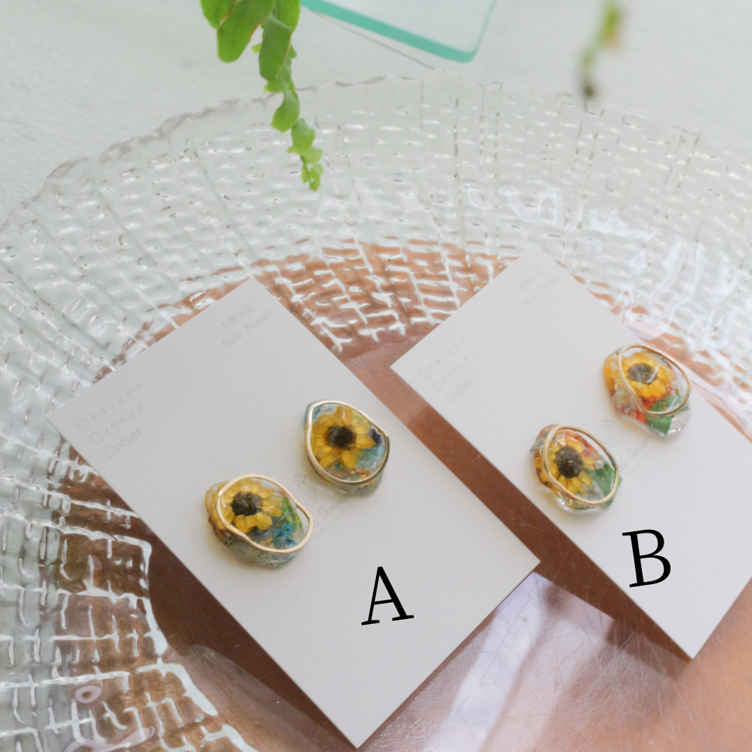 Sun Flower Earrings - 向日葵  〜 No.1 Titanium Pierce チタンピアス