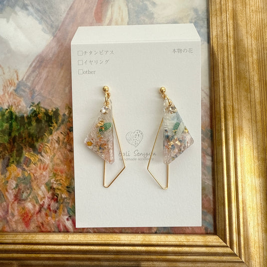 Claude Monet Woman with a Parasol Inspired Earrings -  散歩　日傘をさす女性　No.3