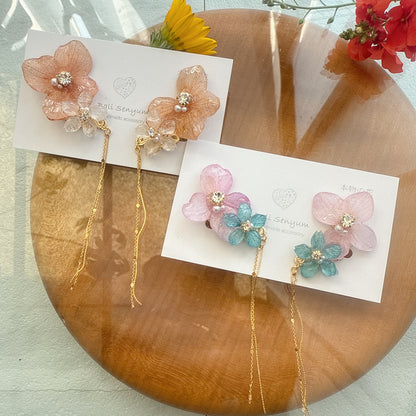 Hydrangea Flying Butterfly  No.28 - Clip-on(イヤリング）
