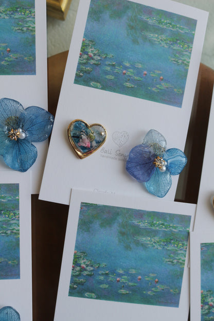 Monet Inspired Flower and Medallion No.12 ピアスTitanium Pierce 睡蓮