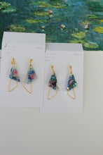 Claude Monet Water Lilies Inspired Triangular Floral Earrings -  No.7