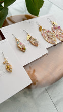 Mini Leaf Earrings With Seasonal Flower Petals No.2  - Time limited