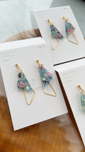 Claude Monet Water Lilies Inspired Triangular Floral Earrings -  No.4