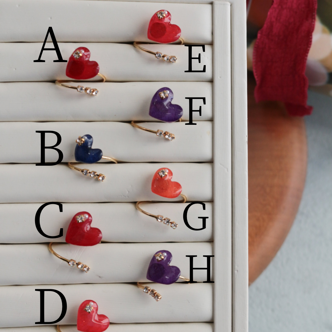 Heart Ring with Three Gems No.1