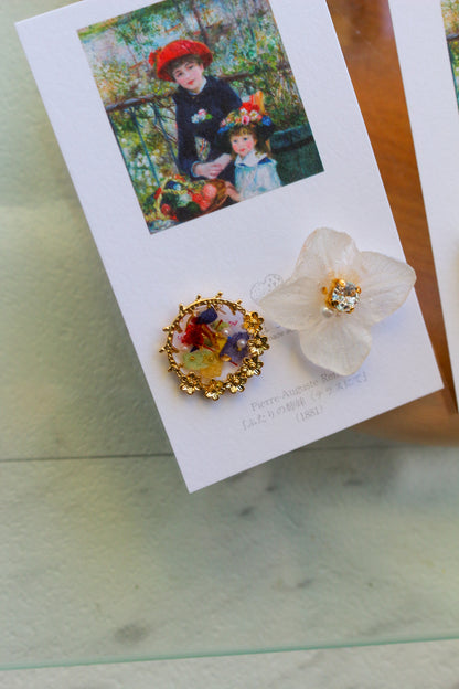 Renoir's Two Sisters Inspired Flower Earrings No.5 ピアスTitanium Pierce "ふたりの姉妹"