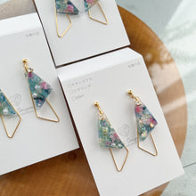 Claude Monet Water Lilies Inspired Triangular Floral Earrings -  No.4