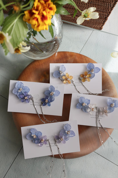 Hydrangea Flying Butterfly Earrings No.43 - Titanium Pierce(ピアス）