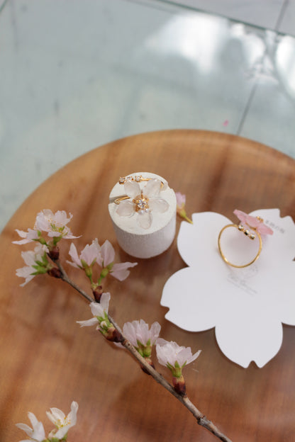 Someiyoshino Sakura Ring with Three Gems NEW #S053